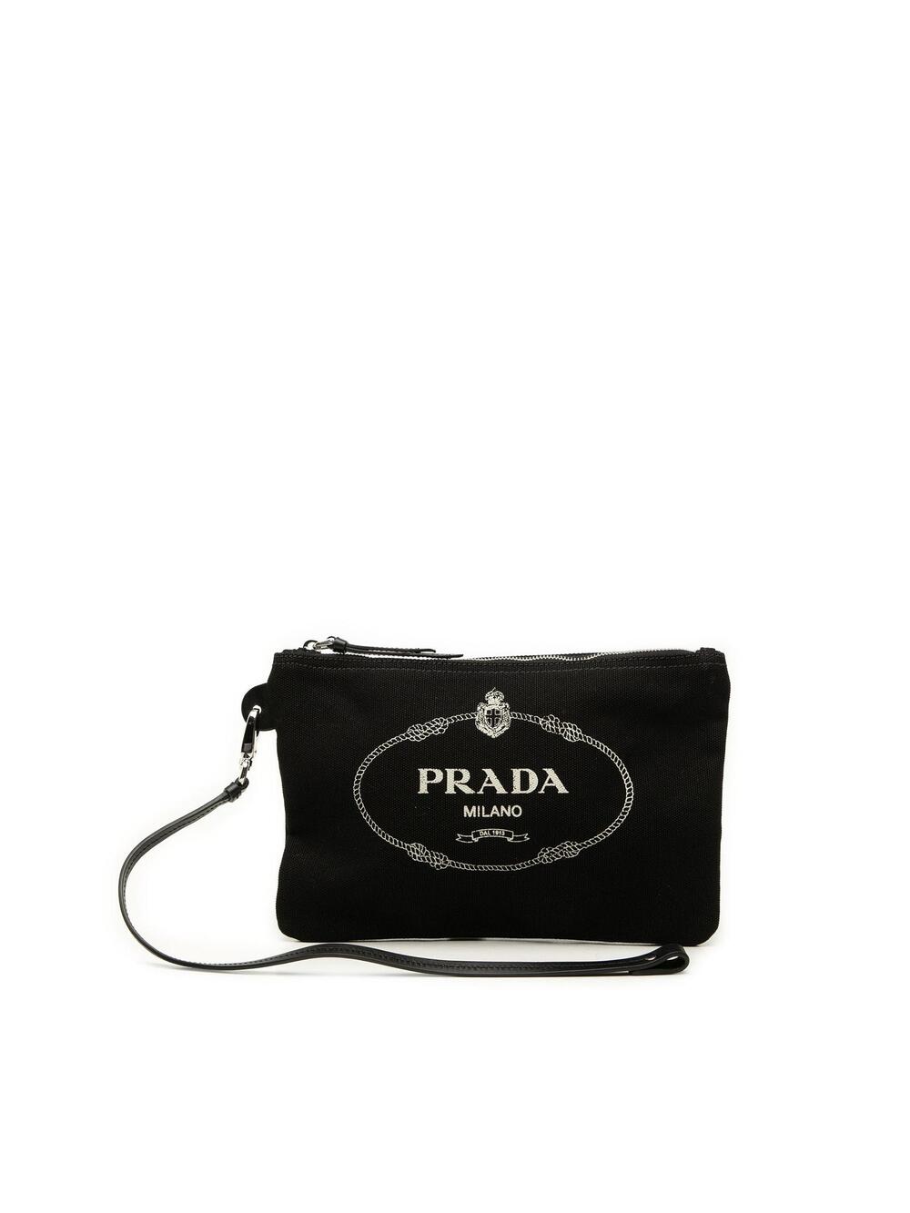 Prada Canvas Canapa Logo Wristlet Pouch #360455P31B